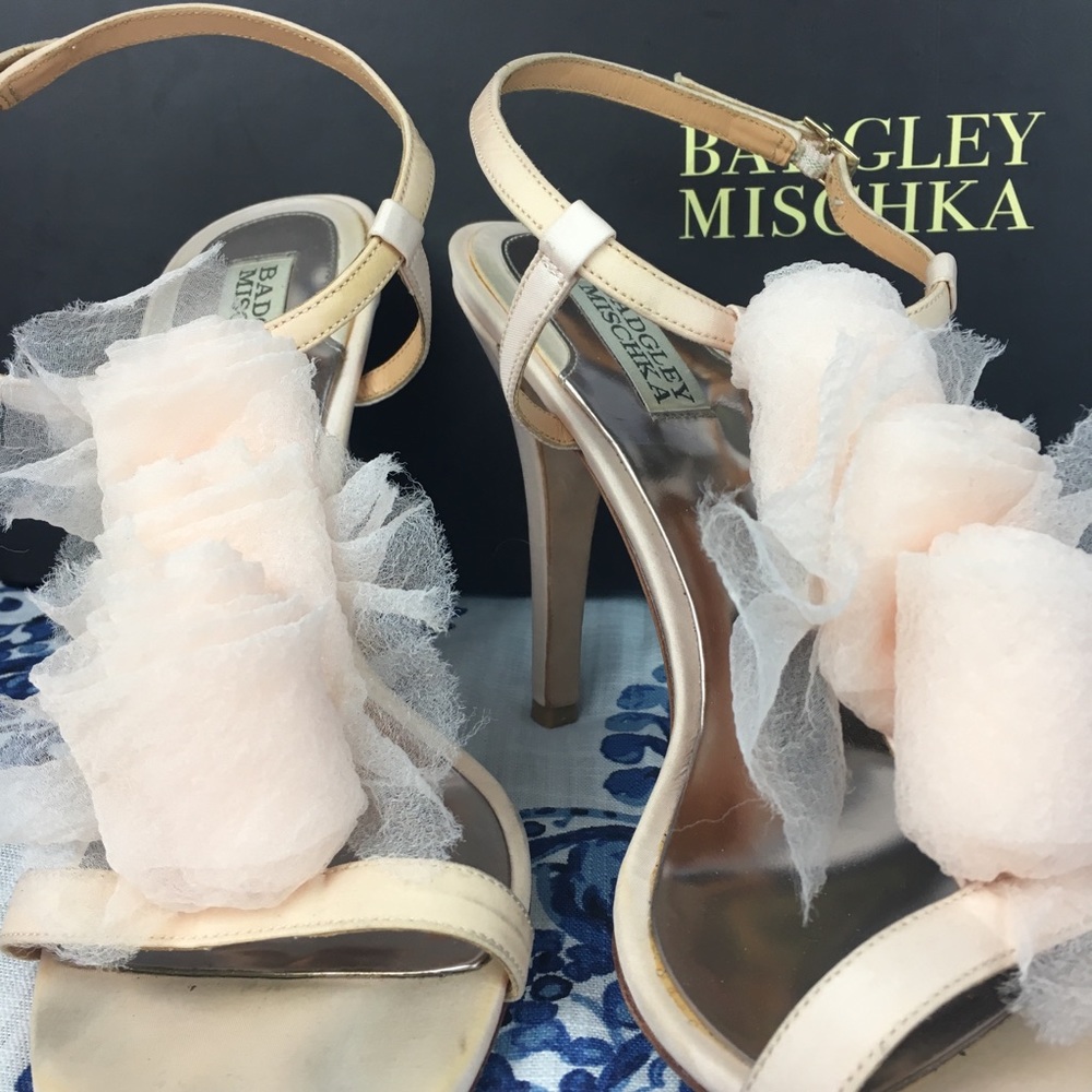 BADGLEY MISCHKA rose pink mesh stilettos SZ 10M